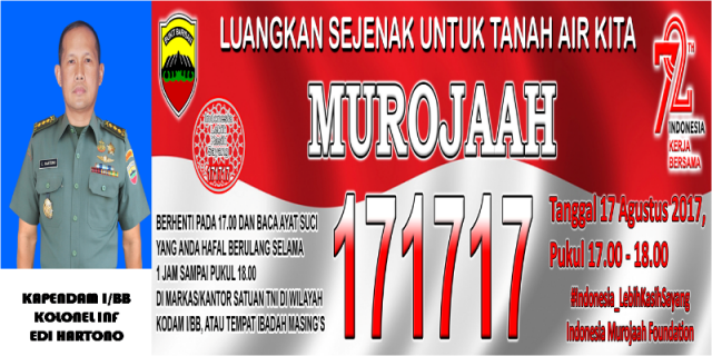 Sambut HUT RI ke 72, Kodam l/BB Ajak Elemen Masyarakat Laksanakan Doa Bersama