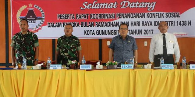 Pemko Gunungsitoli Bersama Tim Terpadu Bahas Penanganan Konflik Sosial di Hari Ramadhan