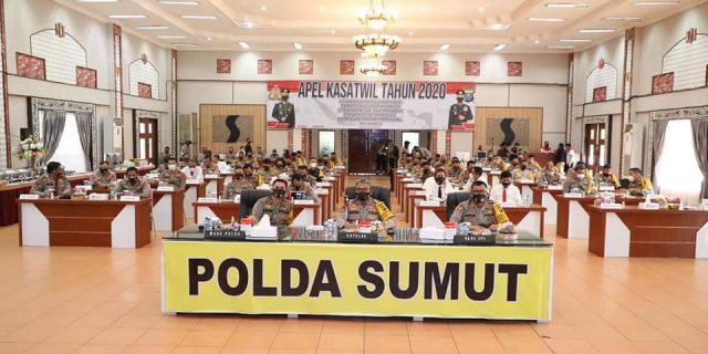 Kapoldasu dan Jajaran Ikuti Apel Kasatwil Tahun 2020 Secara Virtual Conference