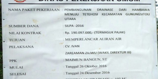 Pembangunan Drainase di Desa Hambawa tidak Beres, Masyarakat Minta Dinas PU Jangan tidur