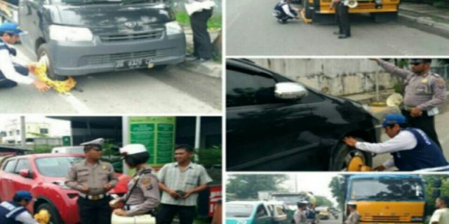 Satlantas Polres Belawan Tertibkan Kendaraan Parkir Sembarangan
