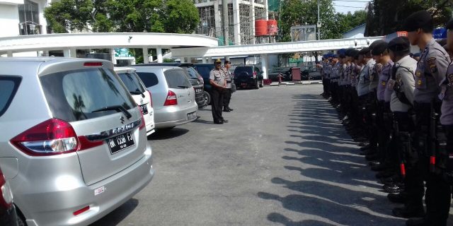 Kanit Sabhara Polsek Medan Baru Pimpin Unras Gojek Online di Kantor Gubsu