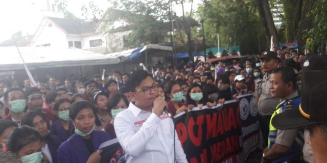 PANIT INTEL POLSEK MEDAN BARU KAPAM UNRAS DI KANTOR PLN CABANG MEDAN
