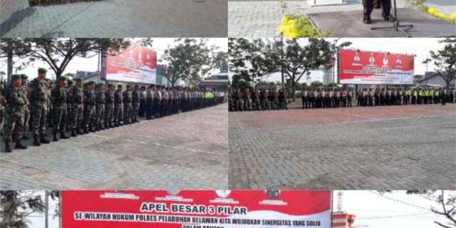 KAPOLRES PELABUHAN BELAWAN ADAKAN APEL BESAR TIGA PILAR POLRES PELABUHAN BELAWAN