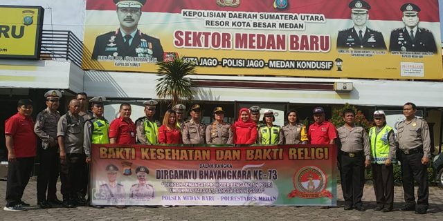 Sambut HUT Bhayangkara ke 73, Polsek Medan Baru Gelar Kegiatan Donor Darah