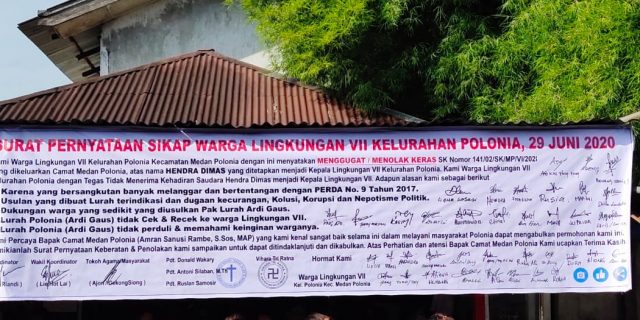 Warga Protes Pengangkatan Kepala Lingkungan VII di Kelurahan Polonia