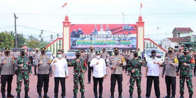 Gubsu Pimpin Apel Gabungan Pelaksanaan Ops Lilin Toba 2020