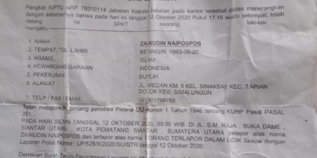 Hampir 4 Bulan Laporan Penganiayaan Diduga Dilakukan Oknum Polisi Di Polres Siantar Belum Ada Titik Terang