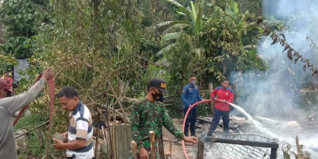 Rumah Warga Terbakar Babinsa Kodim 0311/Pessel Sigap Bantu Padamkan Api