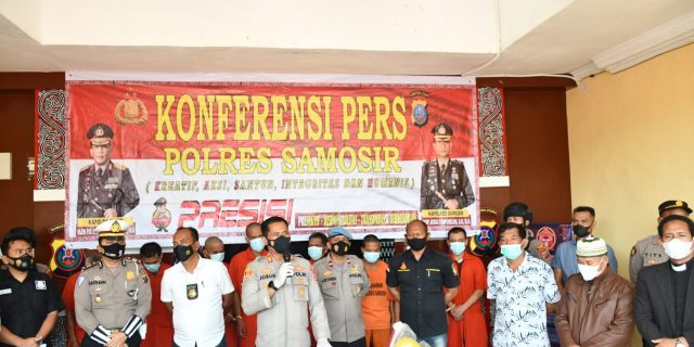 Polres Samosir Ungkap Kasus Pembunuhan, Pembakaran, Judi dan Narkoba