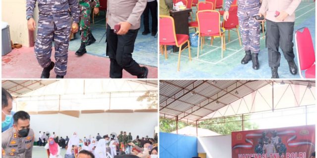Kapolres Tanjung Balai dan Danlanal TBA Tinjau Pelaksanaan Vaksinasi TNI-POLRI