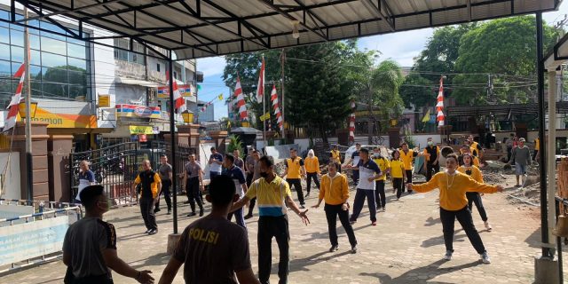 Jaga Kesehatan dan Kebugaran Tubuh, Polsek Medan Baru Gelar Senam Pagi Bersama