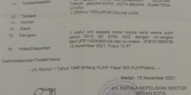 Parkiran Irian Supermarket Jalan HM Joni Medan Tak Aman, Sepeda Motor Pengunjung Hilang