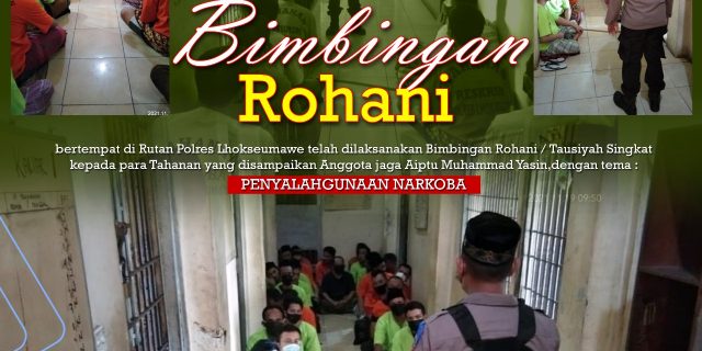 Selain Program Jumat Barokah, Polres Lhokseumawe Rutin Gelar Bimbingan Rohani Untuk Tahanan