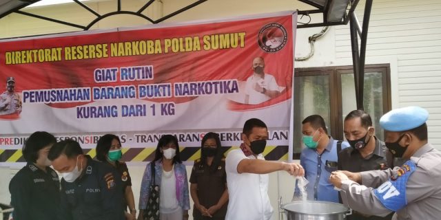 Poldasu Musnahkan Ganja dan Sabu Hasil Pengungkapan Selama Tiga Bulan