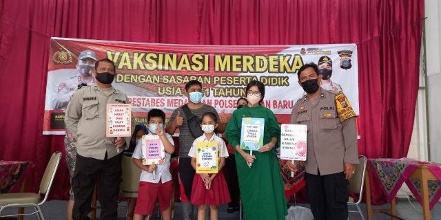 Polsek Medan Baru Mobilisasi Vaksinasi Anak Umur 6-11 Tahun