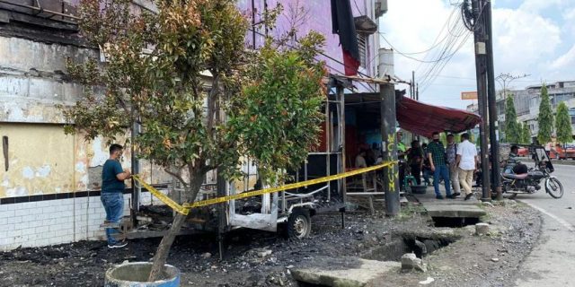 Pos Lantas Polsek Sunggal di Kampung Lalang Diduga Dibakar ODGJ