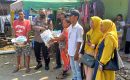 Polsek Medan Baru dan Bakti Musik Bagikan Bantuan Sembako Kepada Warga Kurang Mampu