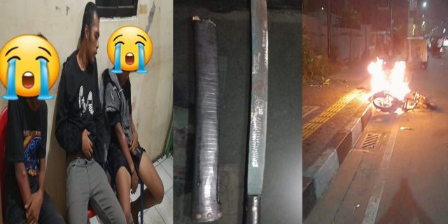 Sepeda Motor Dibakar Warga, 3 Anggota Geng Motor Bawa Sajam Ini Diamankan Polisi