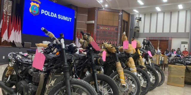 Polda Sumut Sita 17 Moge Ilegal Asal Thailand