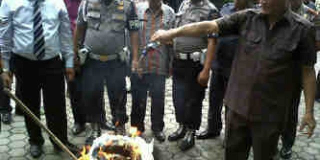 Ditresnarkoba Poldasu Musnahkan Pil Ekstasi dan Pohon Ganja Kering