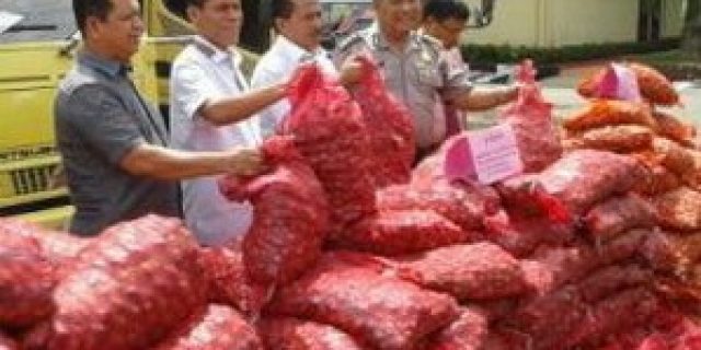 Ditreskrimsus Poldasu Amankan Bawang Merah Ilegal Asal Myanmar dan Malaysia 18 Ton
