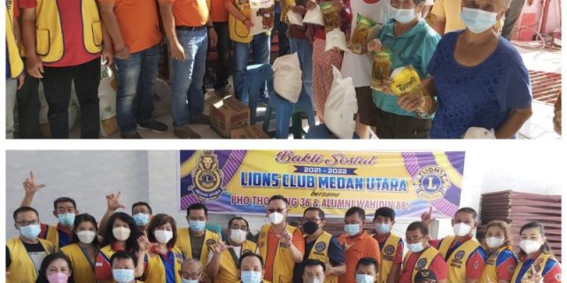 Lion Club Medan Utara dan Pewarta Salurkan Bantuan Sembako Kepada Warga Terdampak Covid-19