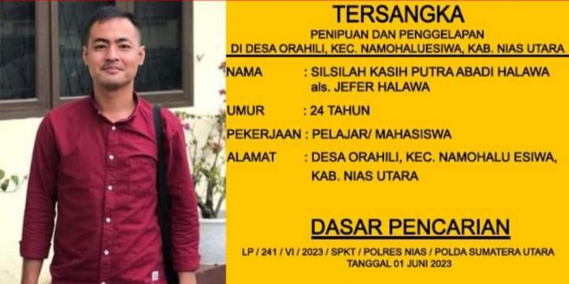 Diduga Terlibat Kasus Penipuan, Mahasiswa Asal Nias Utara Masuk DPO Polisi