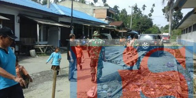 Anggota Koramil 04/ Biru Biru Gelar Karya Bhakti
