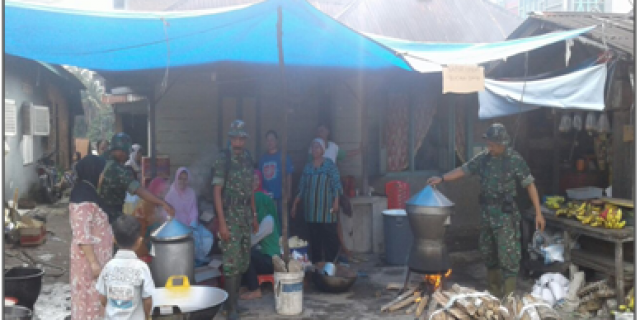 Kodim 0212/TS Dirikan Dapur Umum Untuk Korban Banjir di Tapsel