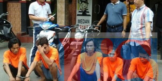 Polsek Medan Kota Ringkus 4 Curanmor dan 1 Pembawa Pisau