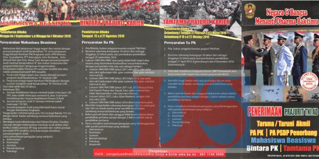 Kodam I/BB Buka Penerimaan Calon Taruna/Taruni Akademi Militer TA. 2016